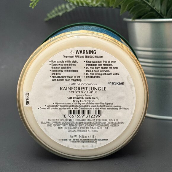 BBW Rainforest Jungle Bath & Body Works 3 Wick Candle - Picture 9 of 10
